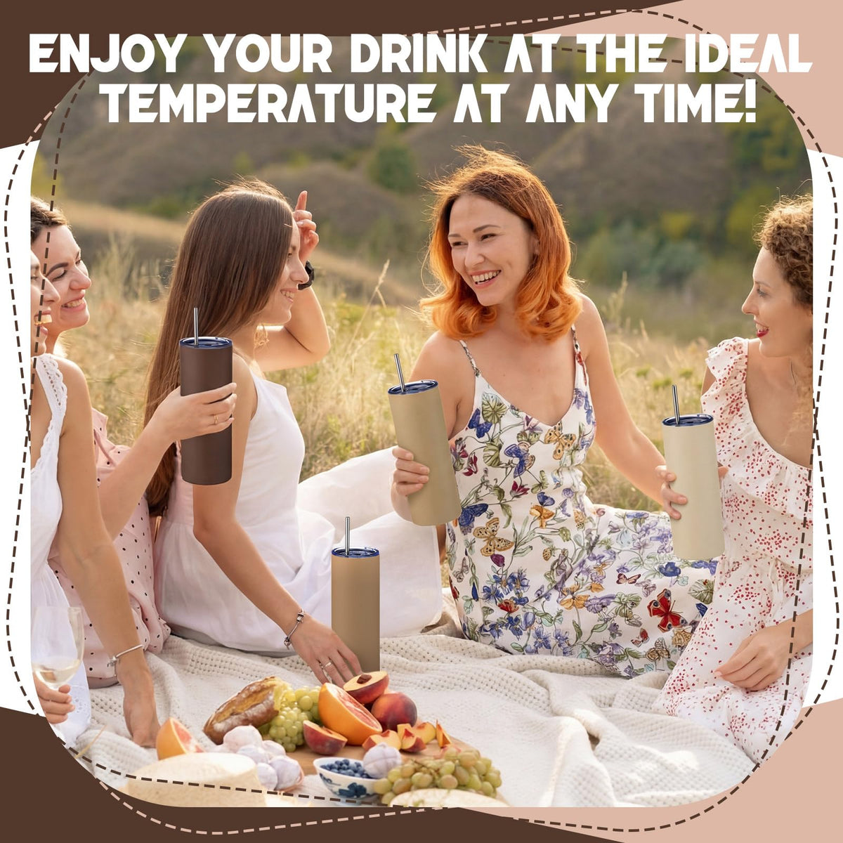 8 Pcs 20oz Insulated Stainless Steel Tumbler with Lid and Straw U6303