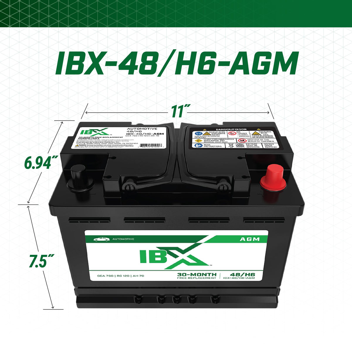 12V 70Ah Group H6 AGM Car Battery U8370