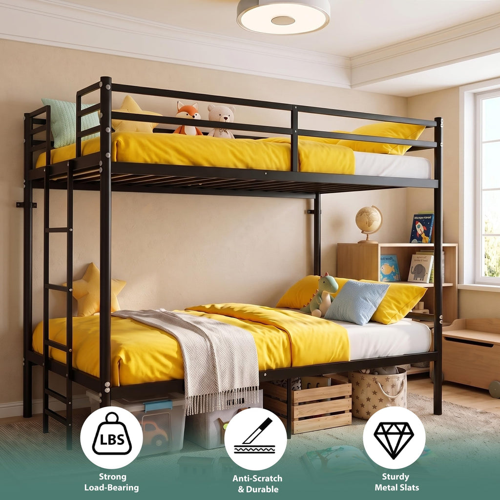Twin Over Twin Bunk Bed with Ladder, Black N201247