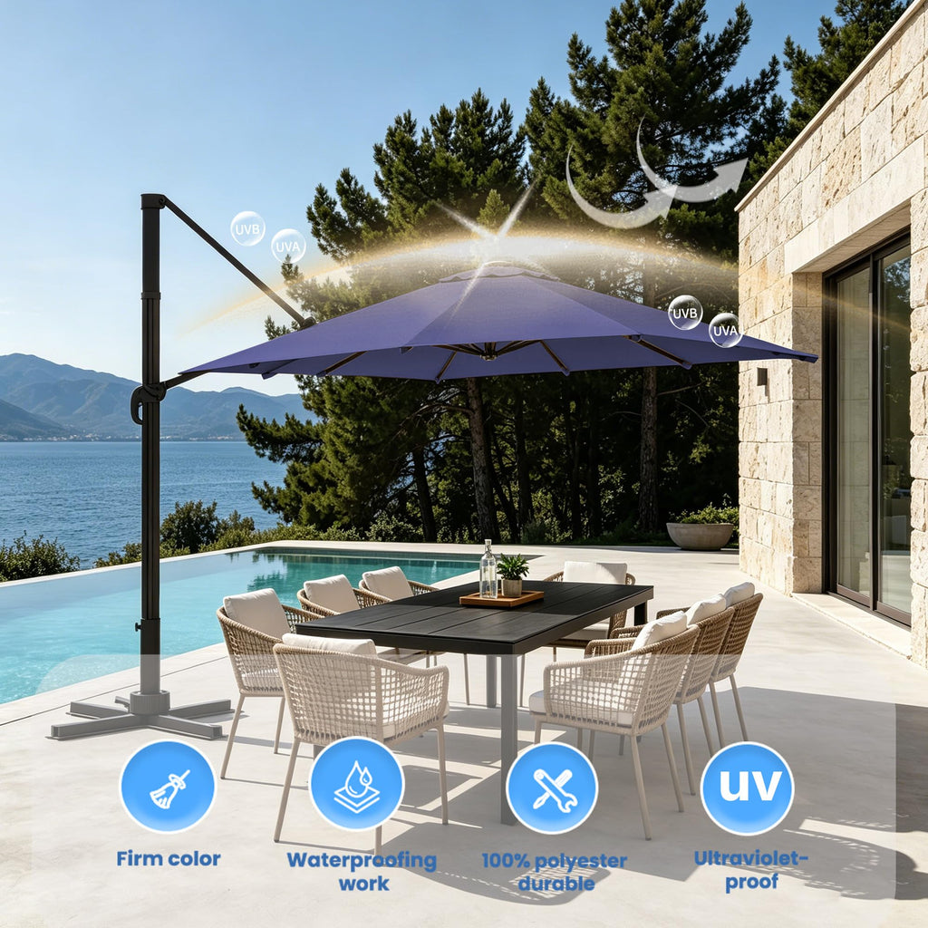 Cantilever Umbrella with Base and Lights U429