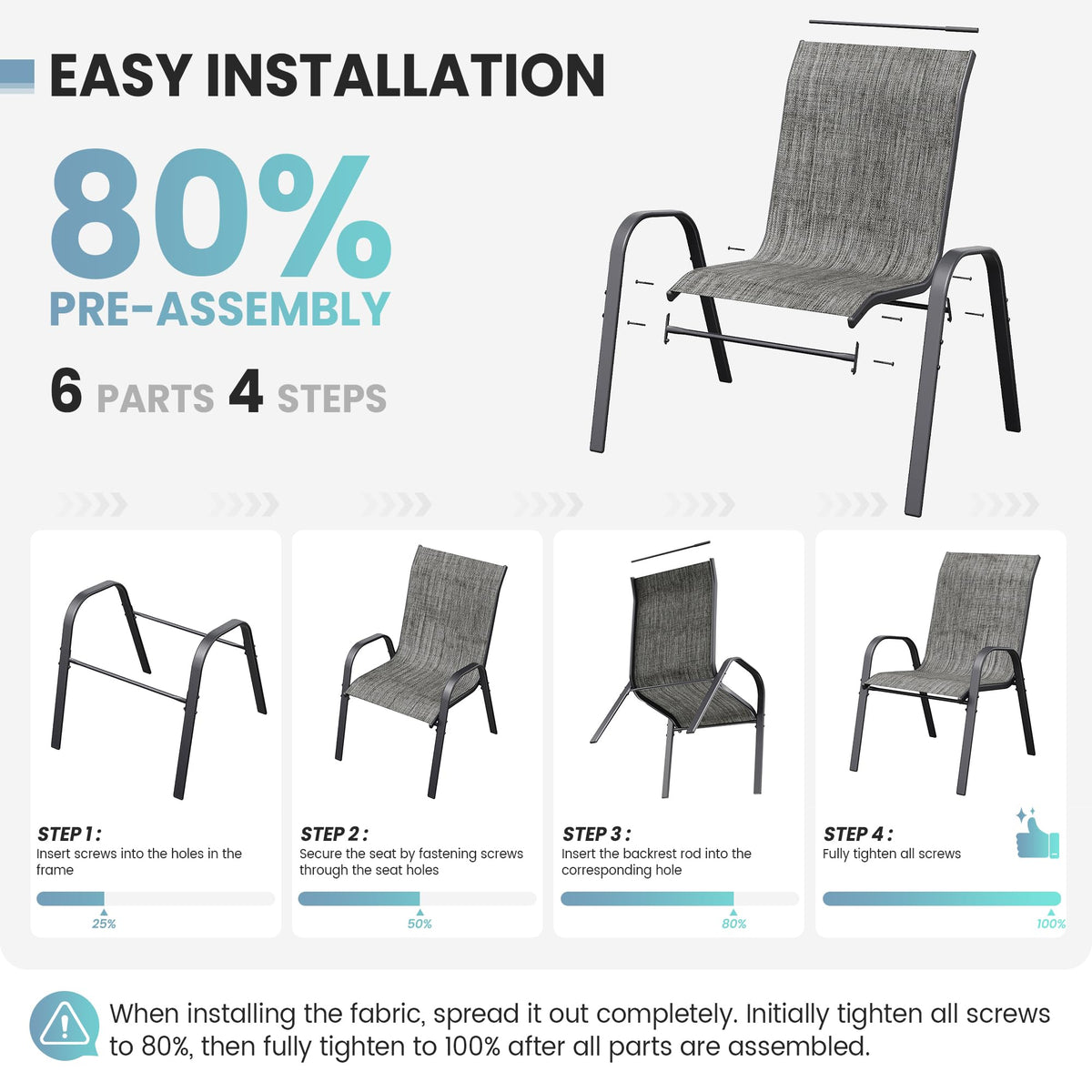 Light Gray Stacking Patio Dining Chairs Set of 8 Z1024