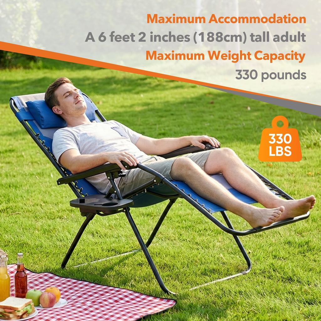 Oversized Padded Zero Gravity Lounge Chairs Set of 2 S258