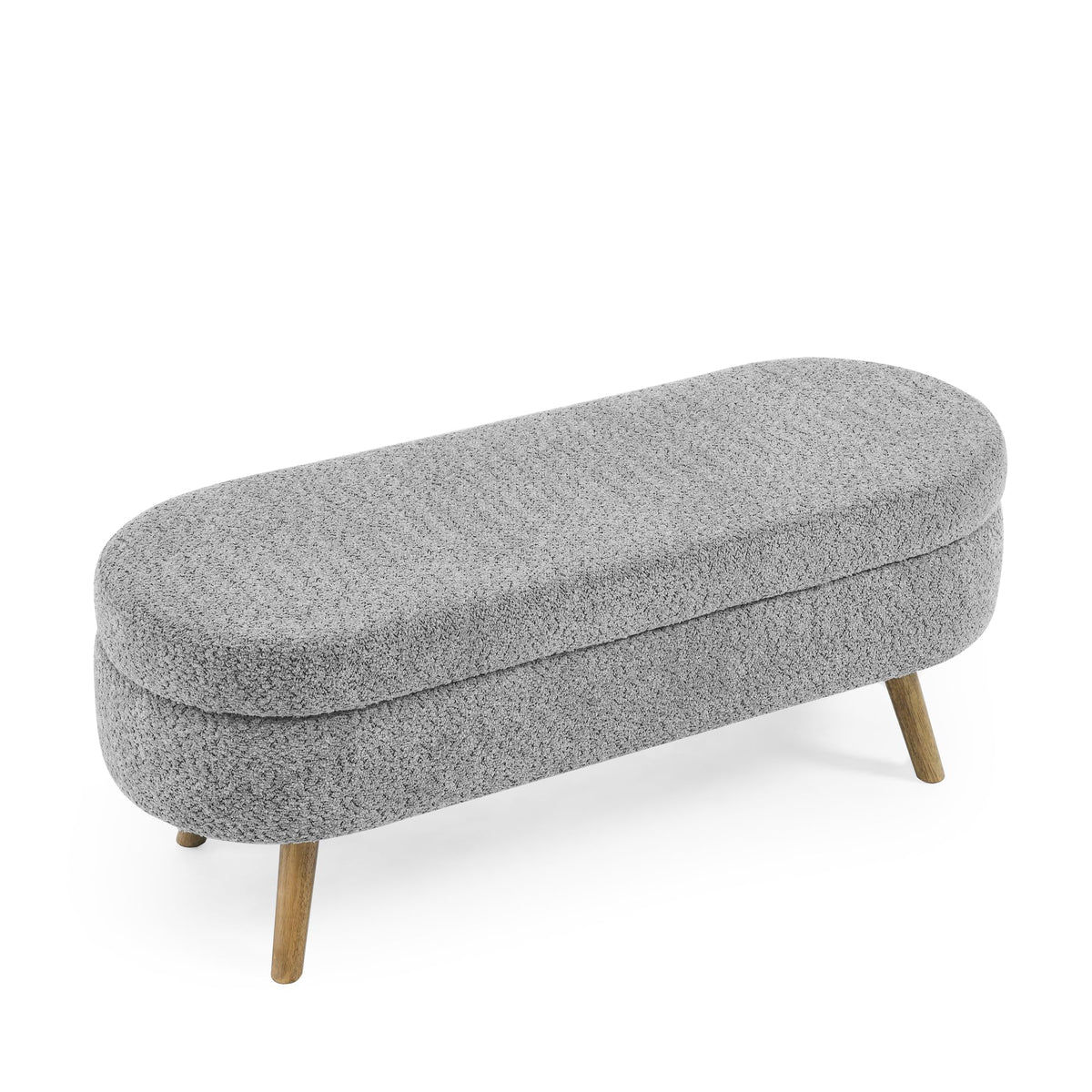 Oval Storage Bench with Rubber Wood Legs, Gray R8925
