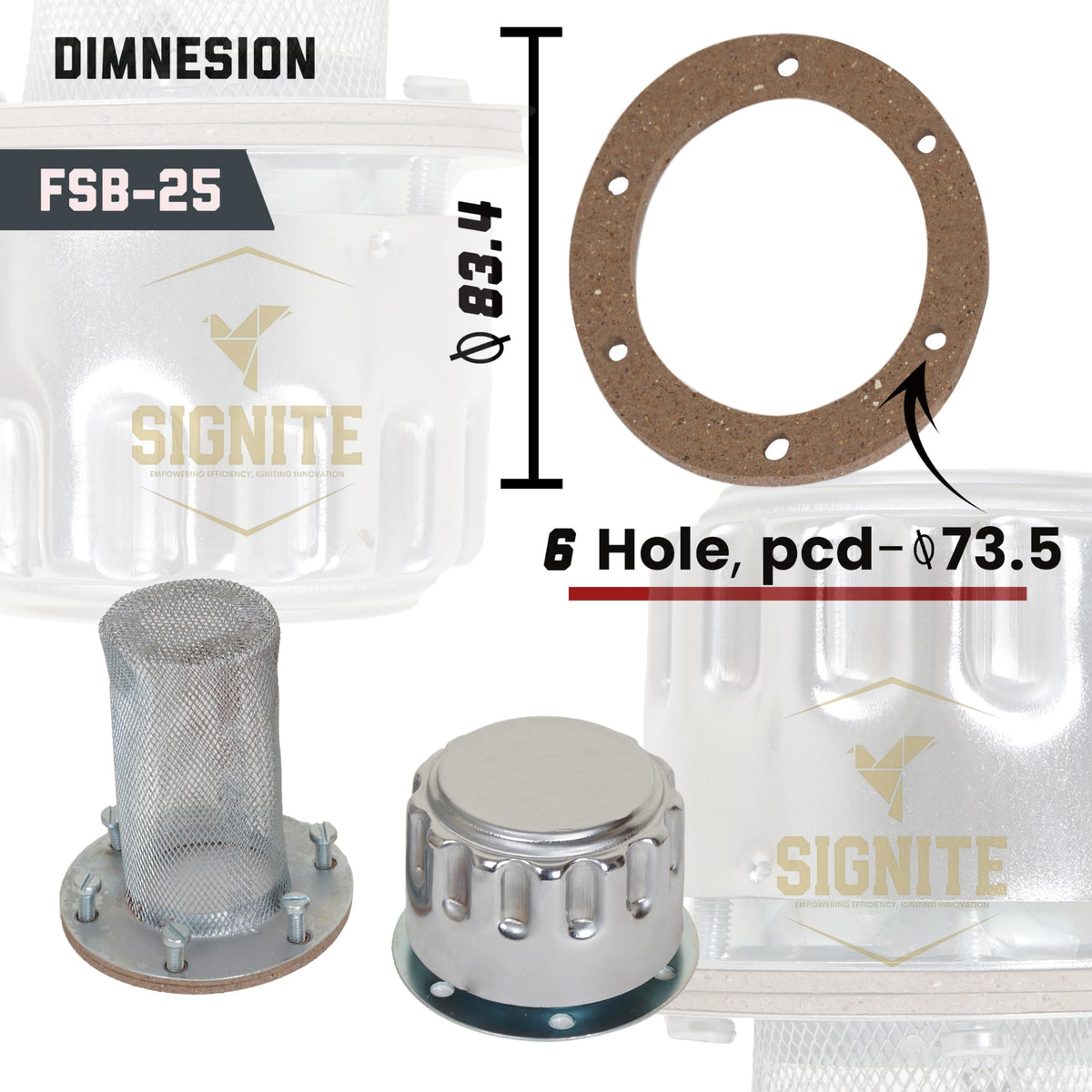 Flange Type Breathers Cap 25CFM/720 LPM 40 Micron Filtration 6 Hole Chrome Steel Alloy B6219