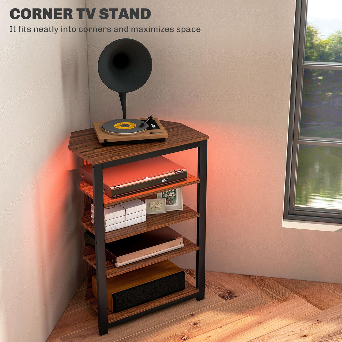 Brown 4-Tier Media Stand C8480