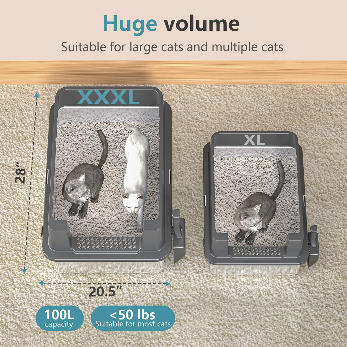 XXXL Stainless Steel Covered Litter Box F7258