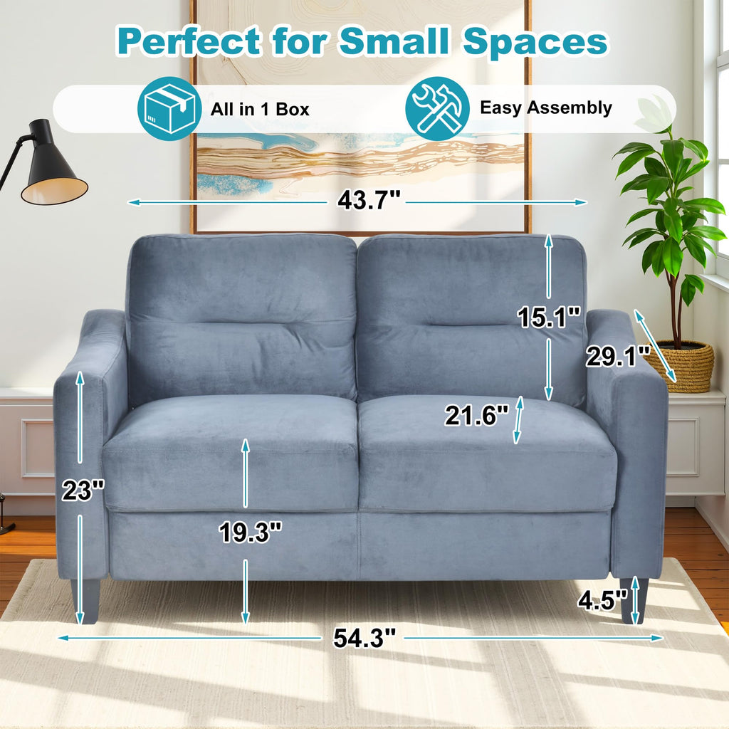 Light Gray Velvet Upholstered Loveseat Sofa M95571