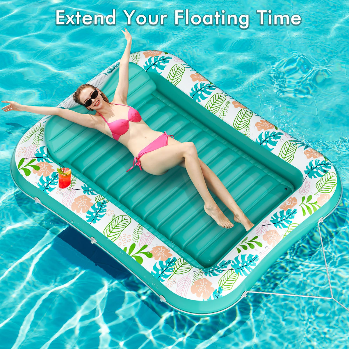 2 Pack Inflatable Pool Float Mat & 75" x 51" Tanning Pool Lounger Q2224