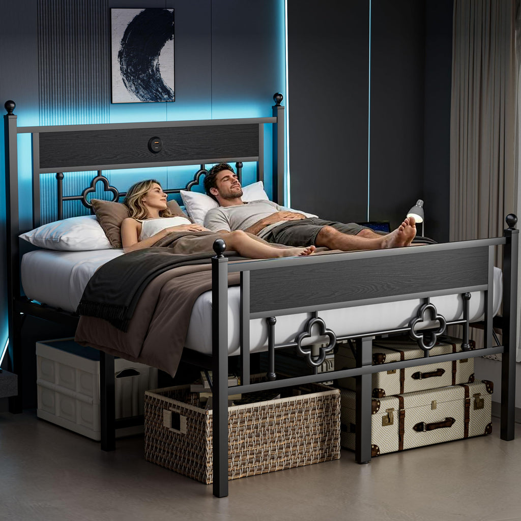 20 Inch Queen Size Bed Frame with Headboard & Footboard U422