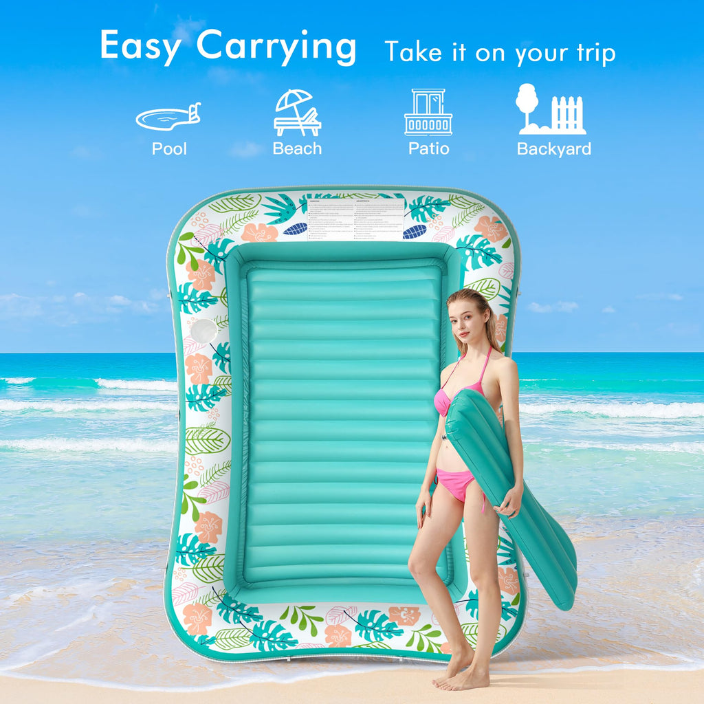 2 Pack Inflatable Pool Float Mat & 75" x 51" Tanning Pool Lounger Q2224