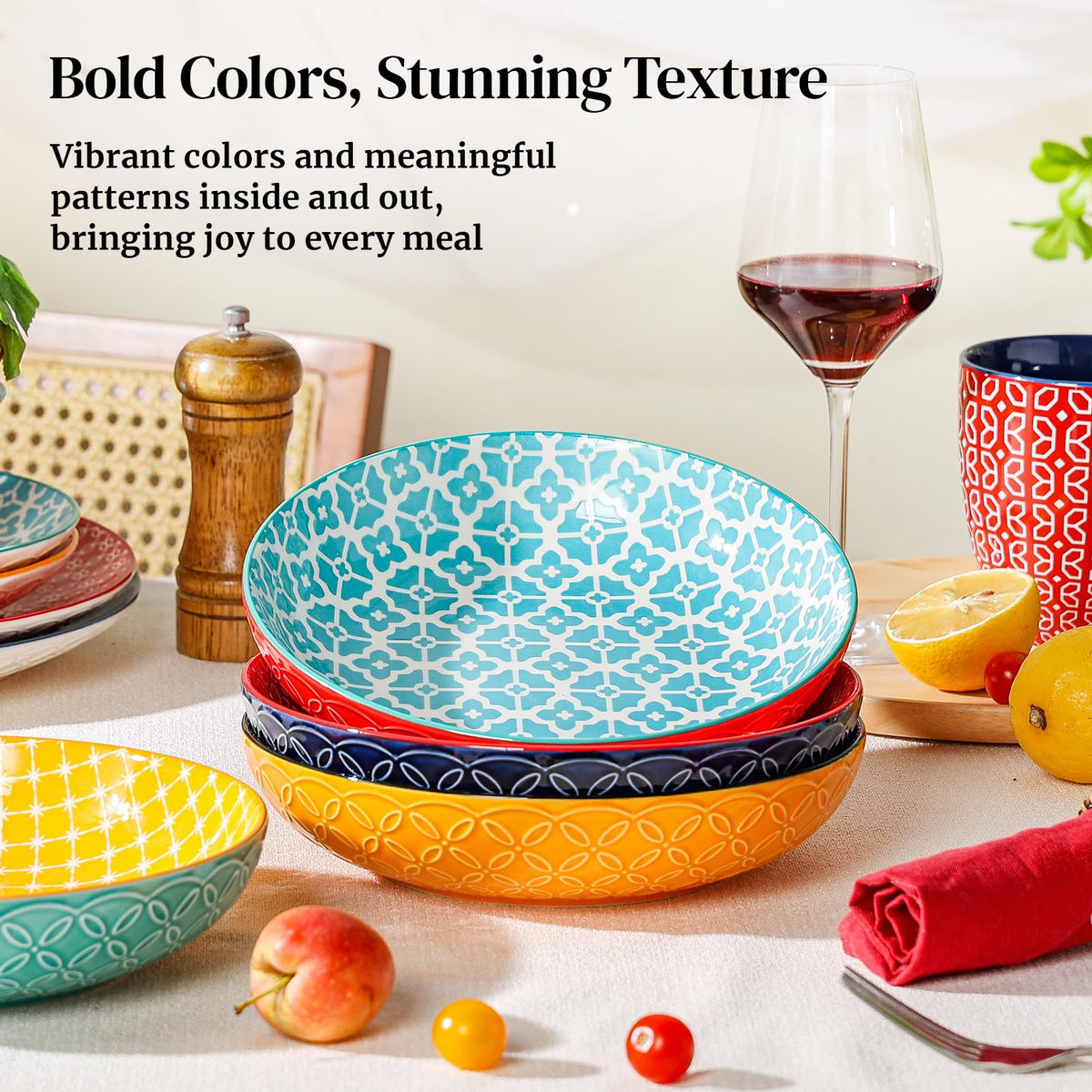 8.5" Porcelain Serving Bowls Set of 4 R71616