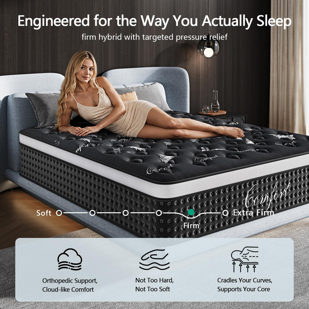12 Inch Full Hybrid Mattress with Pocket Springs & Cooling Memory Foam Q19798