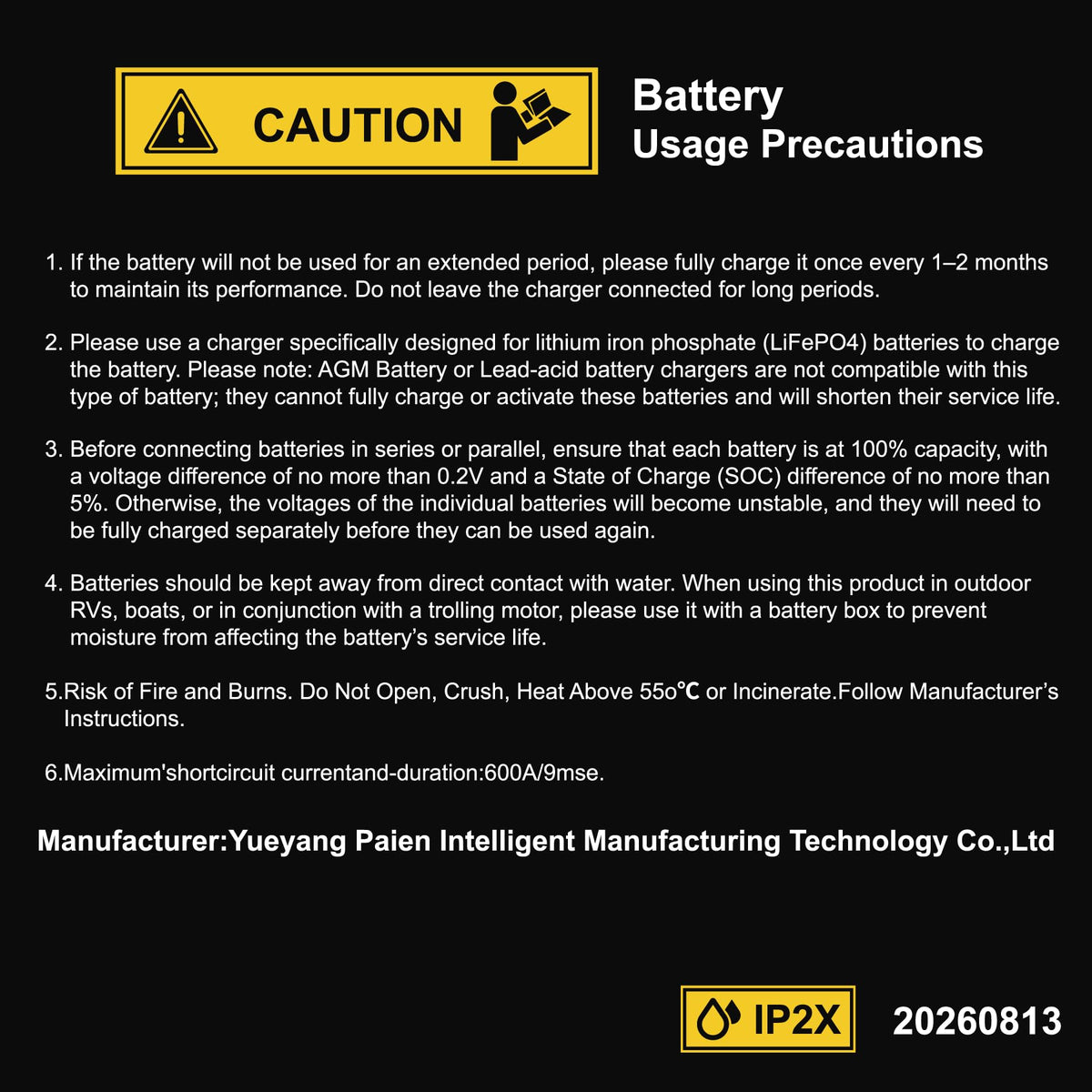 12V 100Ah LiFePO4 Lithium Battery 2-Pack N73710