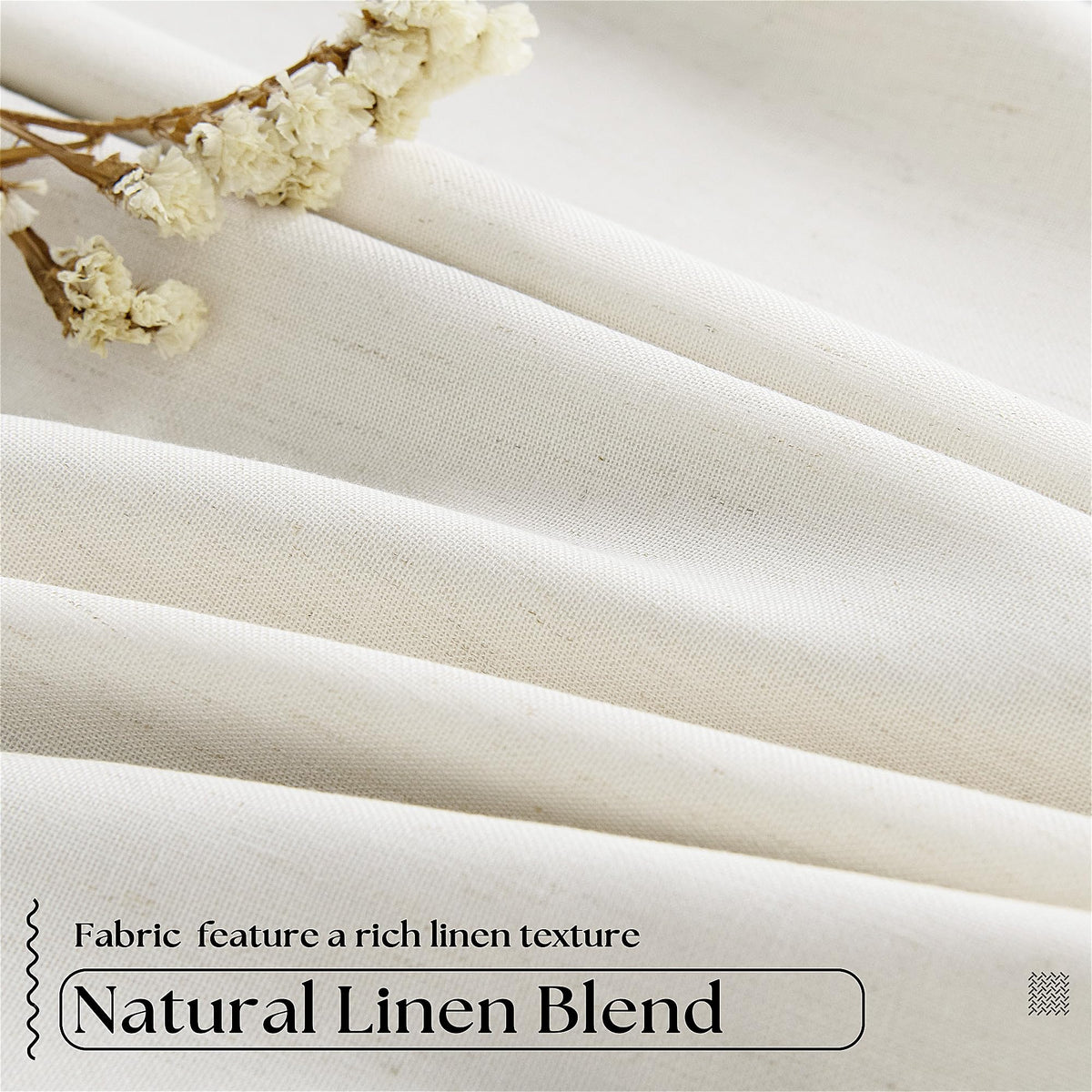 90 Inch Pinch Pleated Linen 100% Blackout Curtains 2 Panels T69791