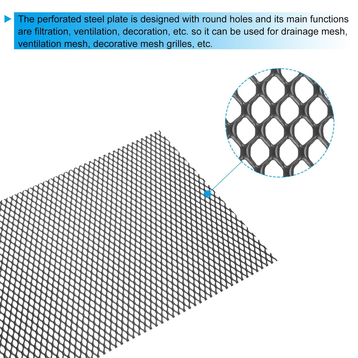 40" x 13" Black Aluminum Diamond Hole Mesh Sheet V6681