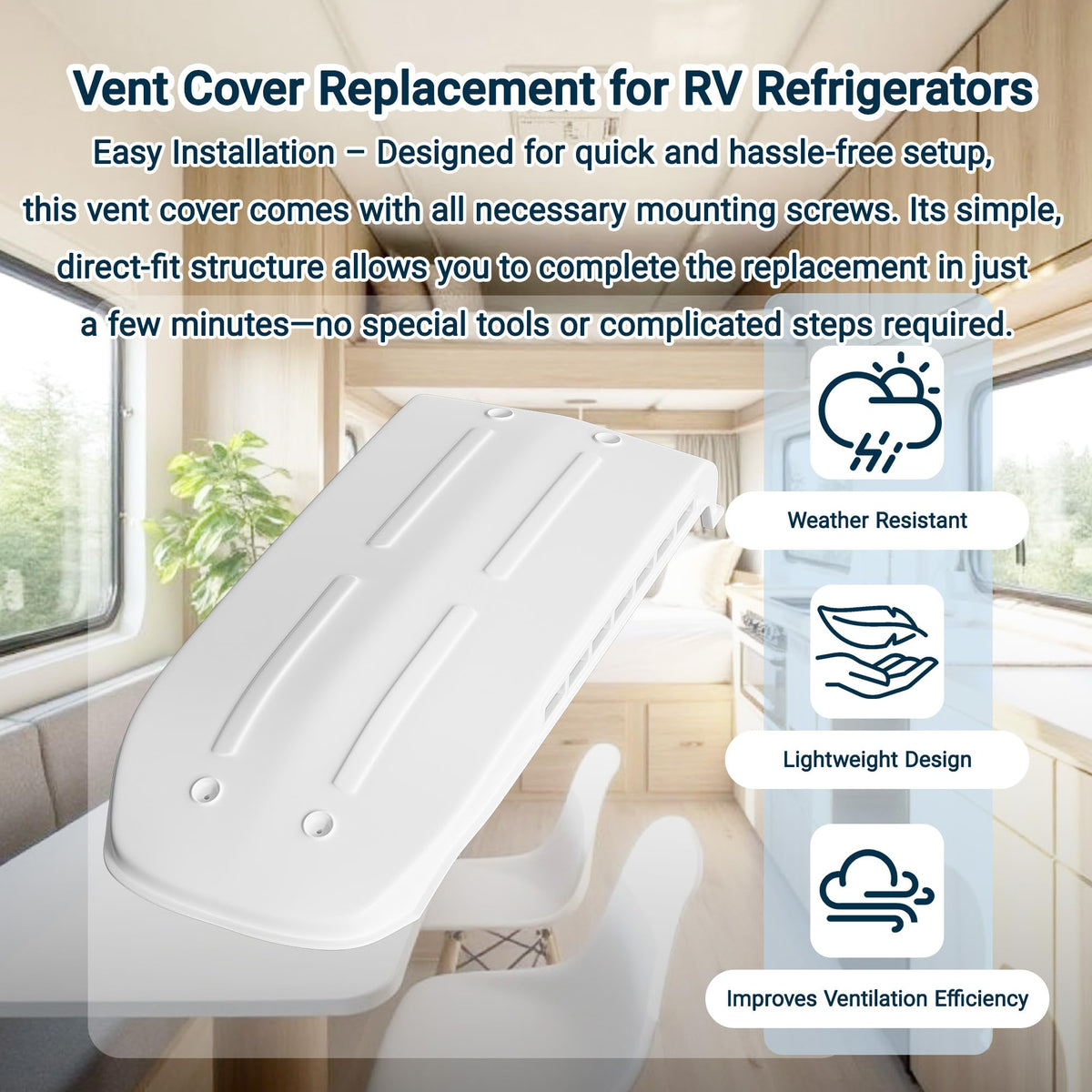 White RV Refrigerator Vent Cover Replacement J165907