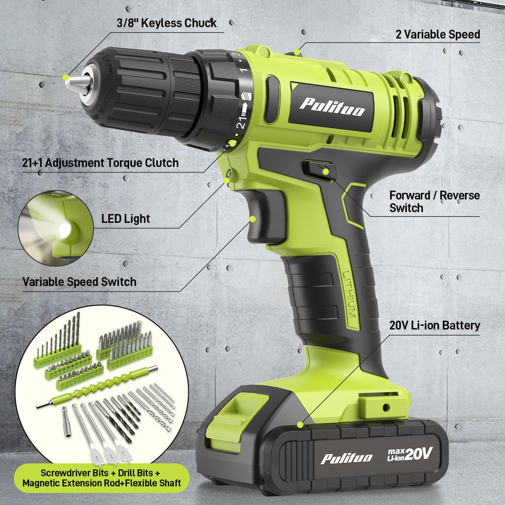 199-Piece 20V Cordless Drill Driver Power Tool Set with Toolbox X8536