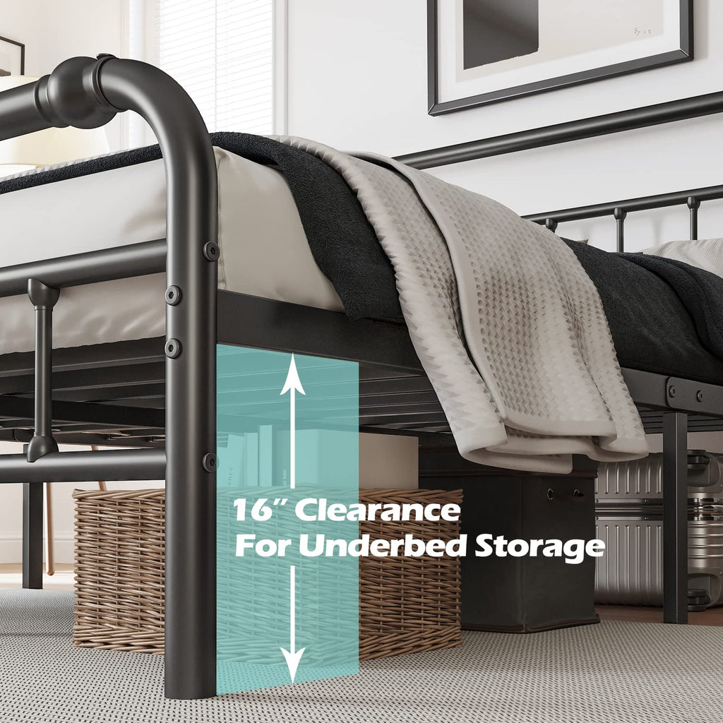 Full Size Metal Bed Frame with Iron Headboard E397023