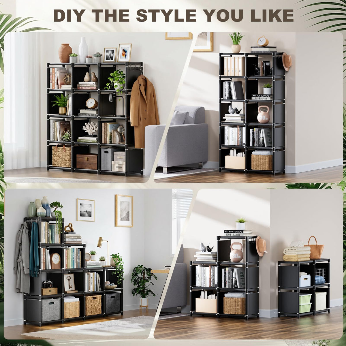 Black 12 Cube Metal Bookcase L322668