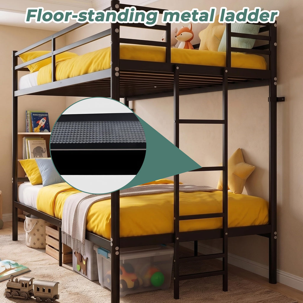 Twin Over Twin Bunk Bed with Ladder, Black N201247