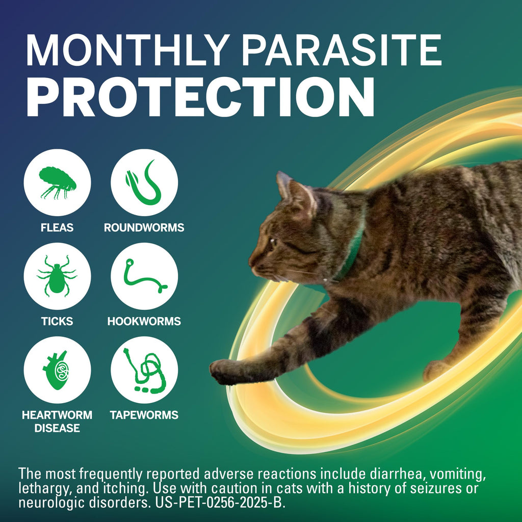Flea and Tick Protection Plus Heartworm Disease Preventive for Cats 3 Doses Q9665