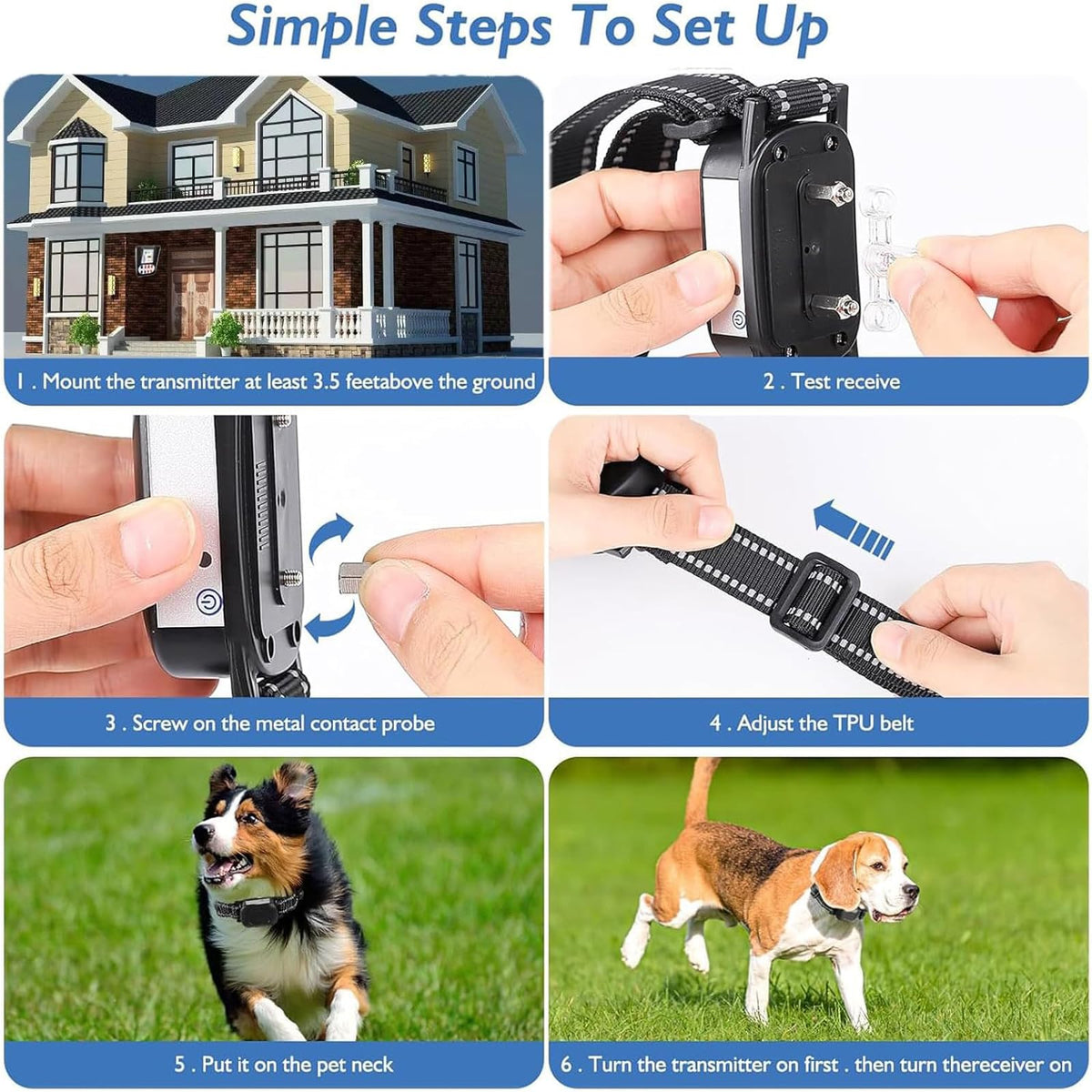 Wireless Electric Dog Fence & Training Collar 2-in-1, Waterproof Rechargeable, Up to 8 Acre Y365