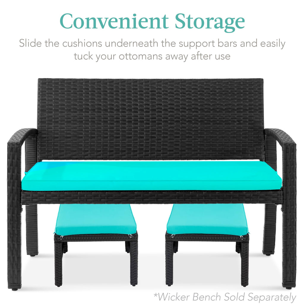 Set of 2 Wicker Ottomans with Removable Cushions V782