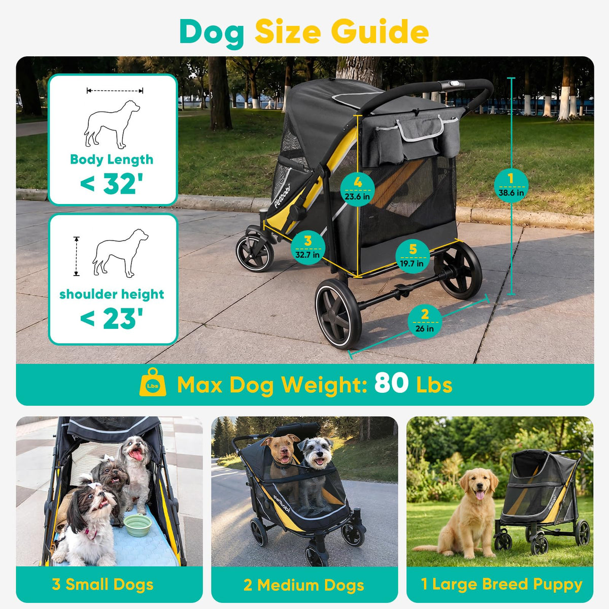 Dog Stroller for Large Medium Dogs up to 80 lbs E44397