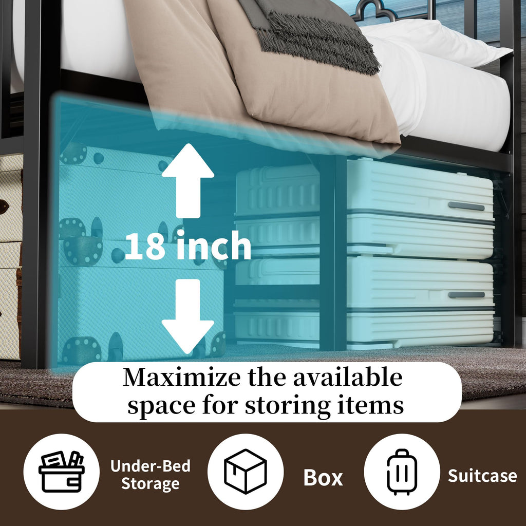 20 Inch Queen Size Bed Frame with Headboard & Footboard U422