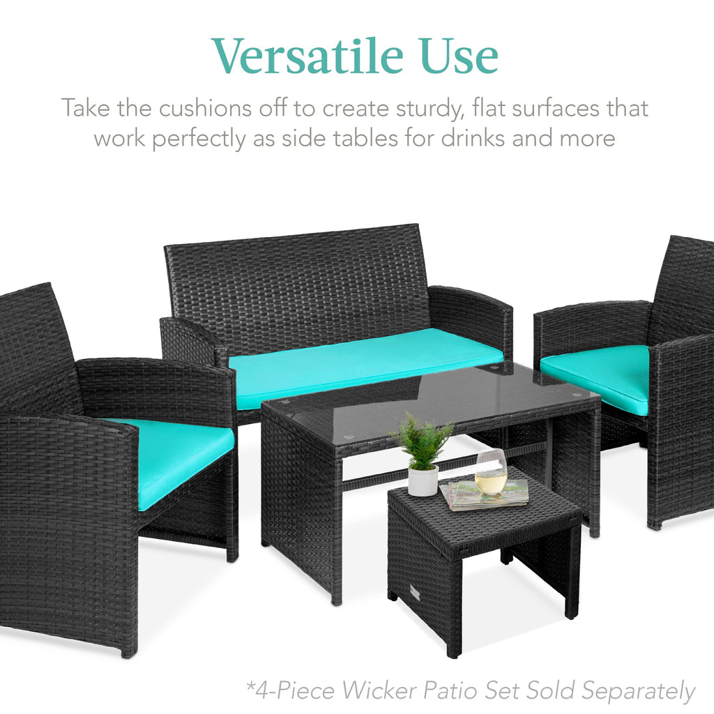 Set of 2 Wicker Ottomans with Removable Cushions V782
