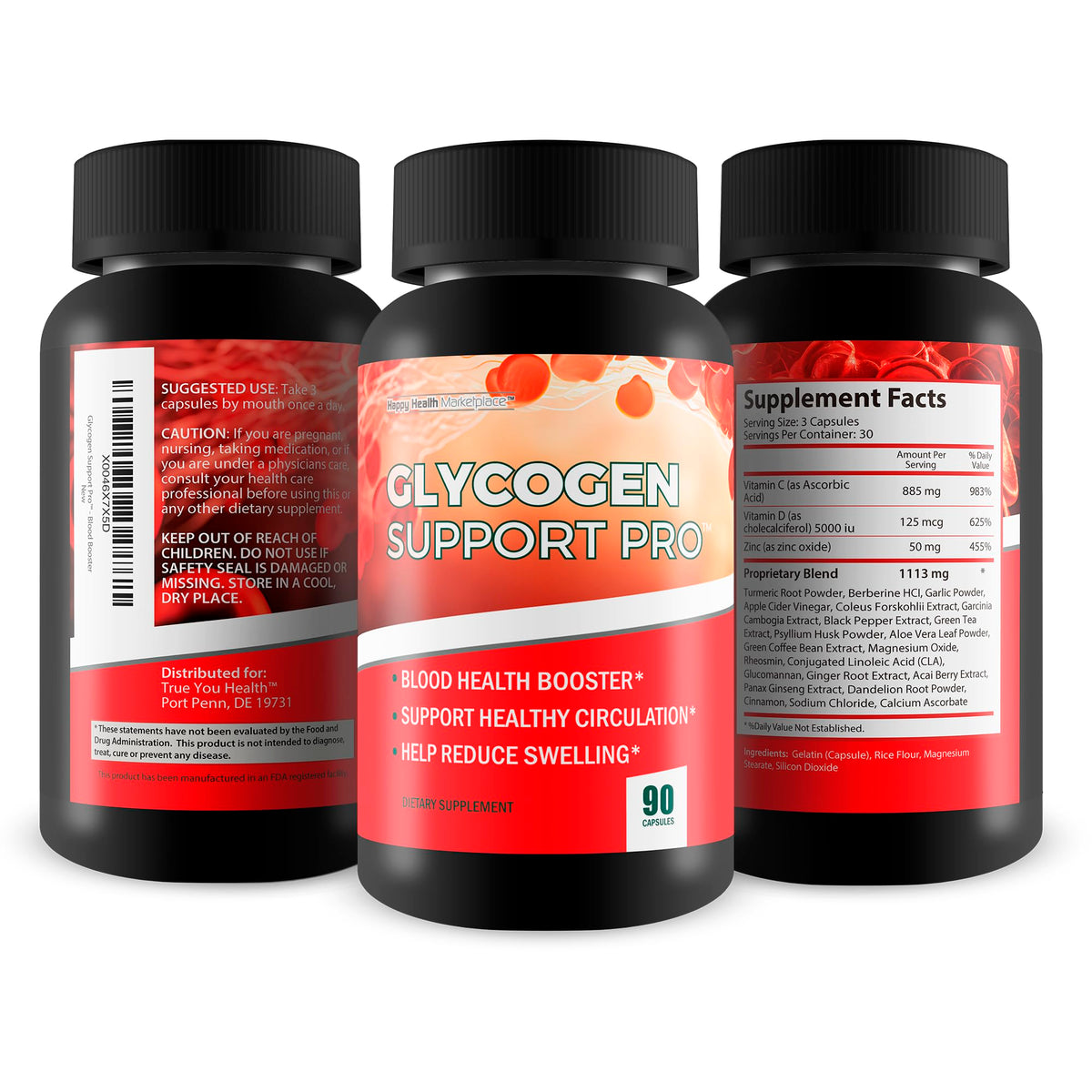 Blood Health Supplements with Magnesium Turmeric Vitamin D Vitamin C Zinc M203