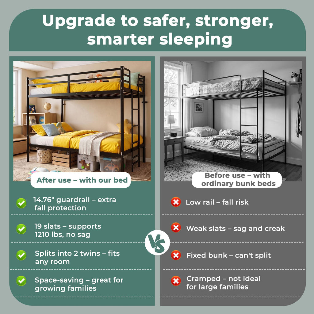 Twin Over Twin Bunk Bed with Ladder, Black N201247