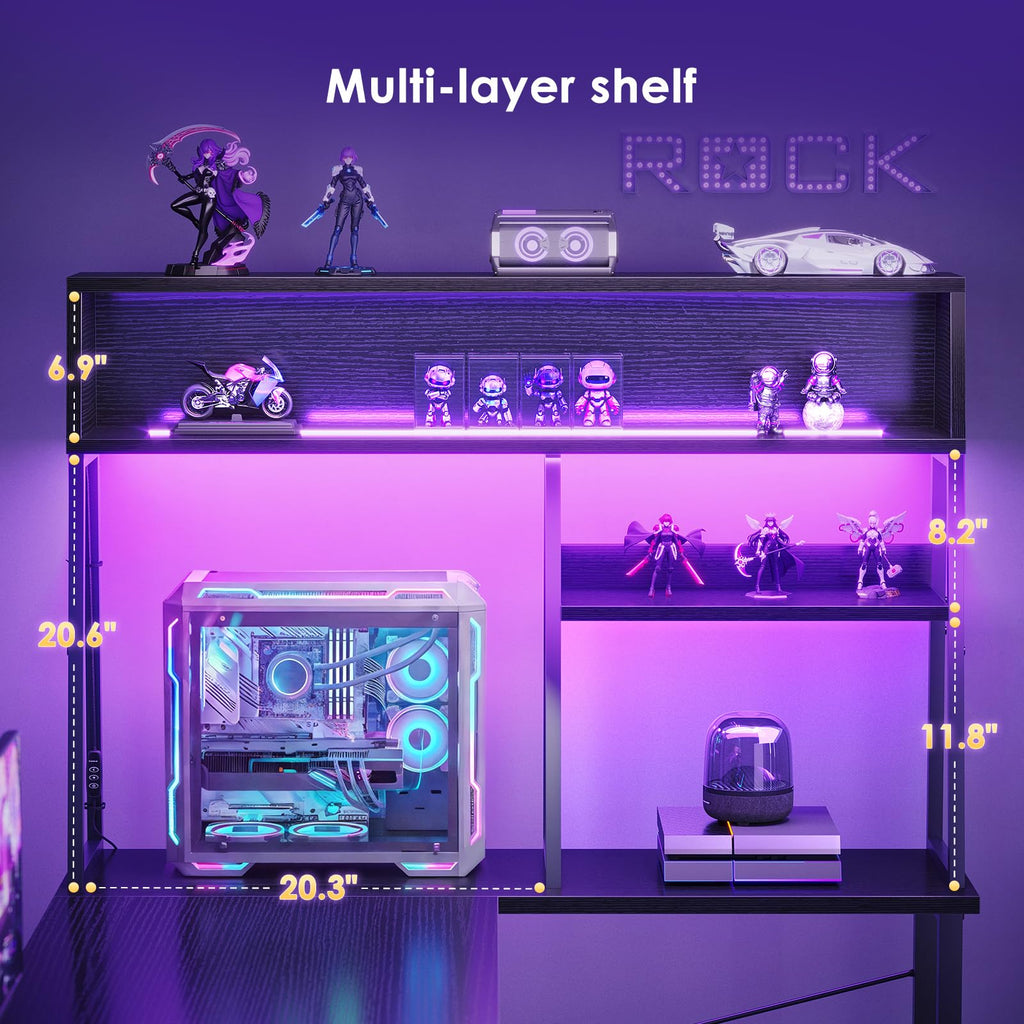 51 Inch L Shaped Gaming Desk with Display Shelves P663