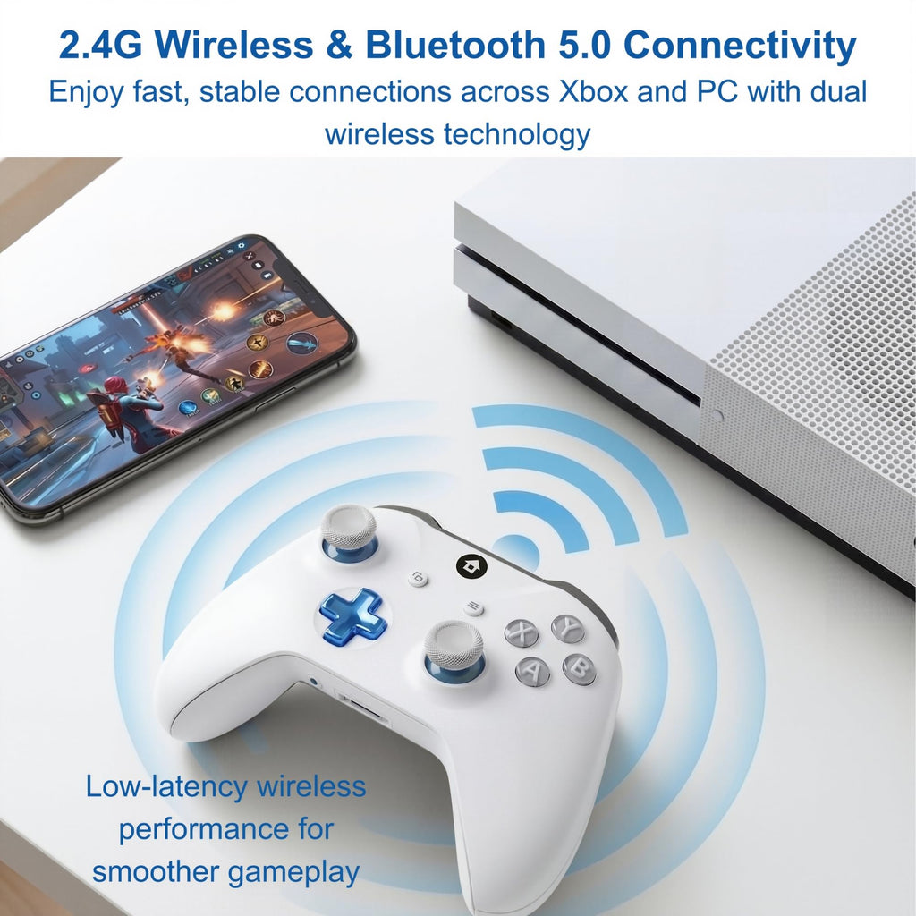 Wireless Controller for Xbox and PC with 1400mAh Battery, White F327