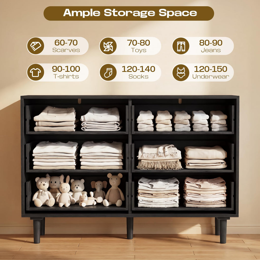 6 Drawer Rattan Wood Dresser T976