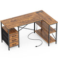 L Shaped Office Desk with Power Outlets & 3 Drawers X246