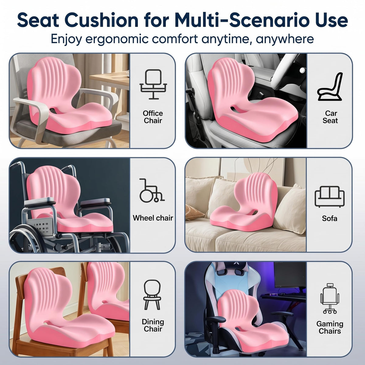 Ergonomic Lumbar & Seat Support Cushion Q6695