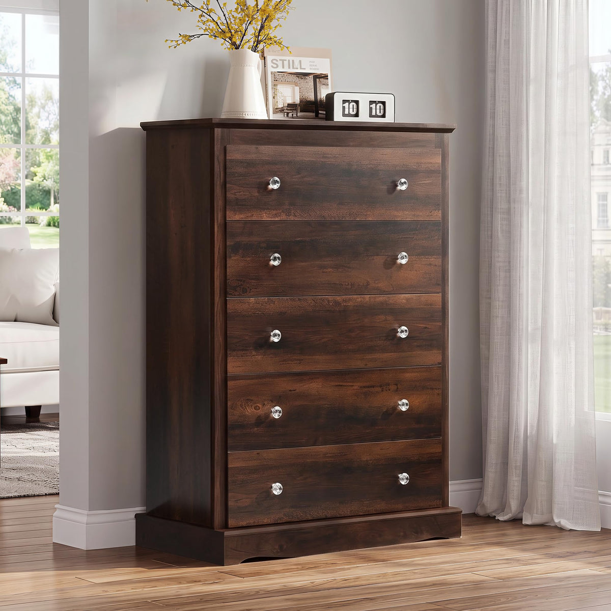 5 Drawer Rustic Brown Dresser V1760