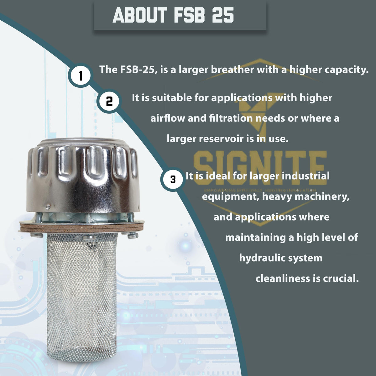 Flange Type Breathers Cap 25CFM/720 LPM 40 Micron Filtration 6 Hole Chrome Steel Alloy B6219