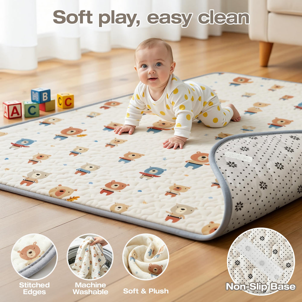 Baby Playpen with Mat, 47x47in Beige A337060