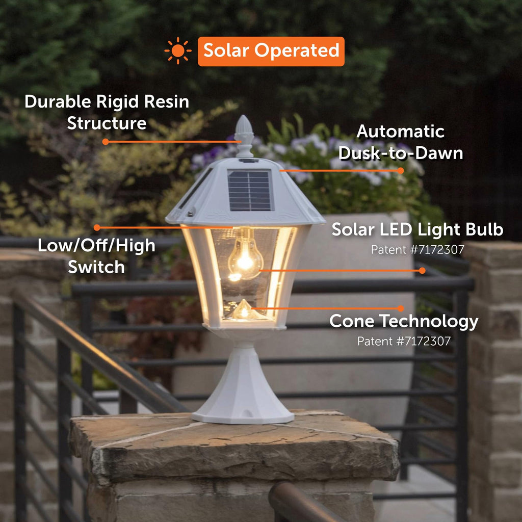 White Outdoor Solar Post Light with 3 Mounting Options I36526