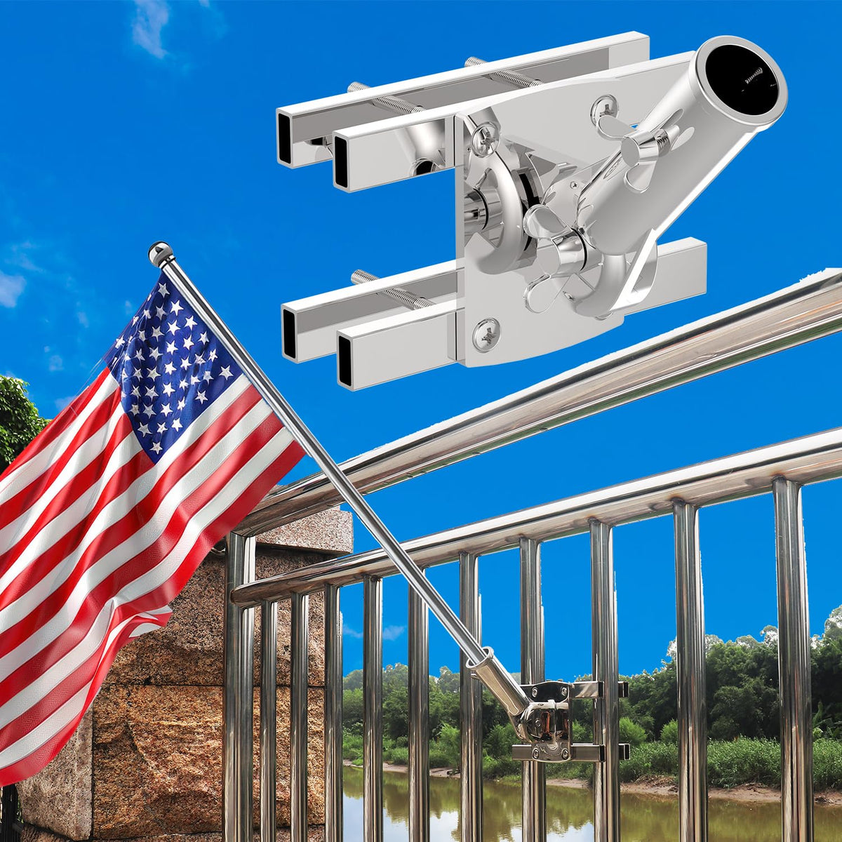 316 Stainless Steel Flagpole Holder for 1-Inch Flagpoles F480797