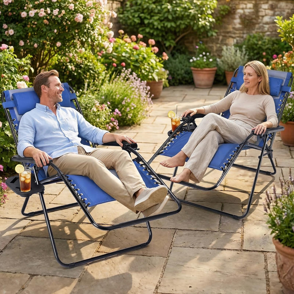 Oversized Padded Zero Gravity Lounge Chairs Set of 2 S258