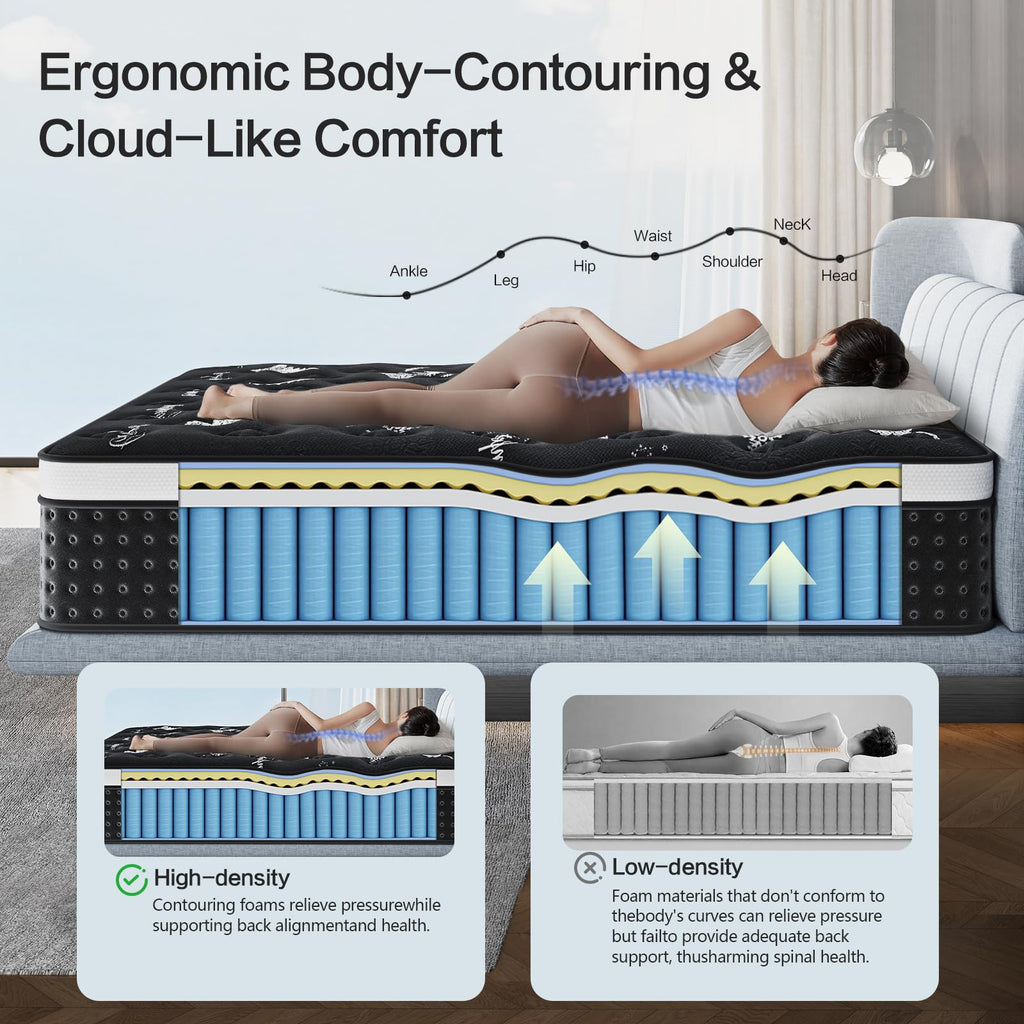 12 Inch Full Hybrid Mattress with Pocket Springs & Cooling Memory Foam Q19798