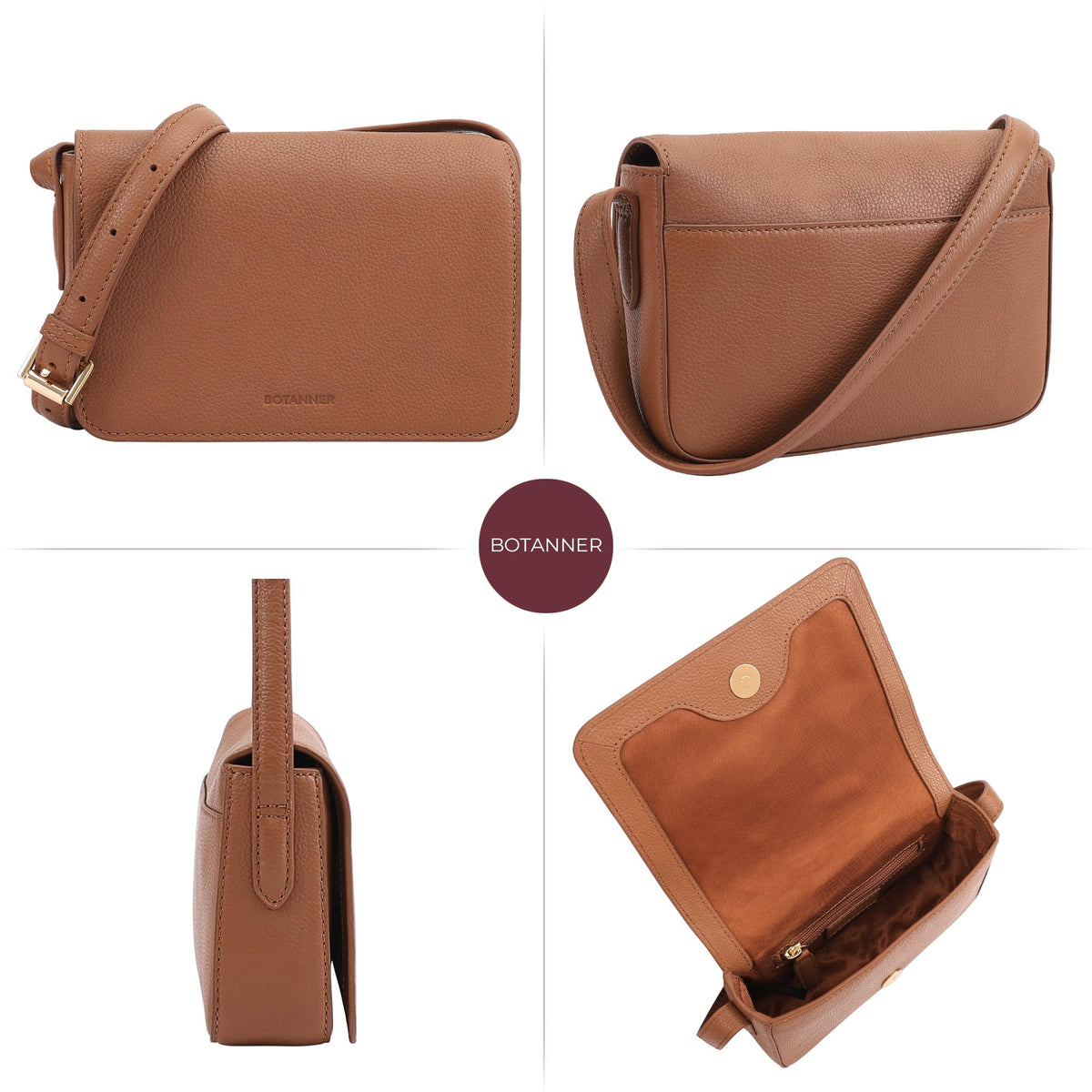 Genuine Leather Crossbody Shoulder Bag with Adjustable Strap P651198