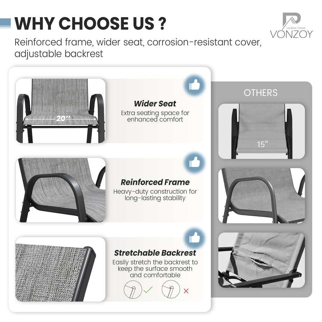 Light Gray Stacking Patio Dining Chairs Set of 8 Z1024