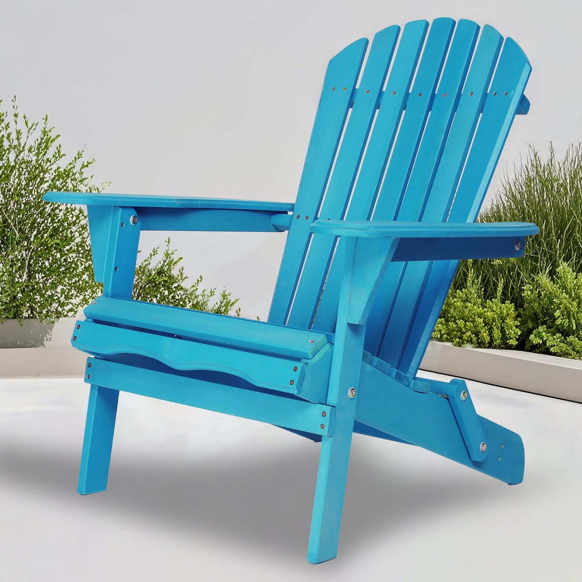 Light Blue Solid Cedar Wood Folding Adirondack Chair Set of 2 P853621