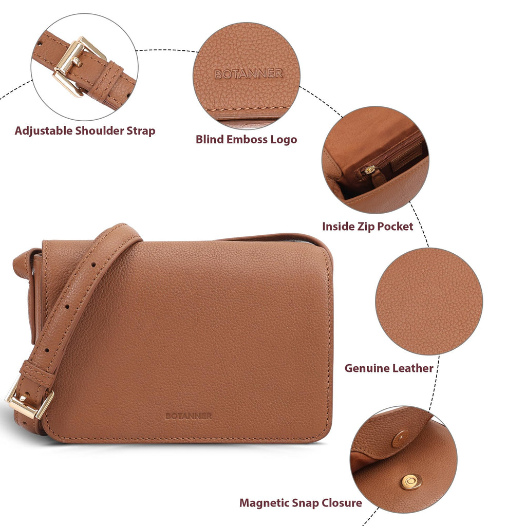 Genuine Leather Crossbody Shoulder Bag with Adjustable Strap P651198