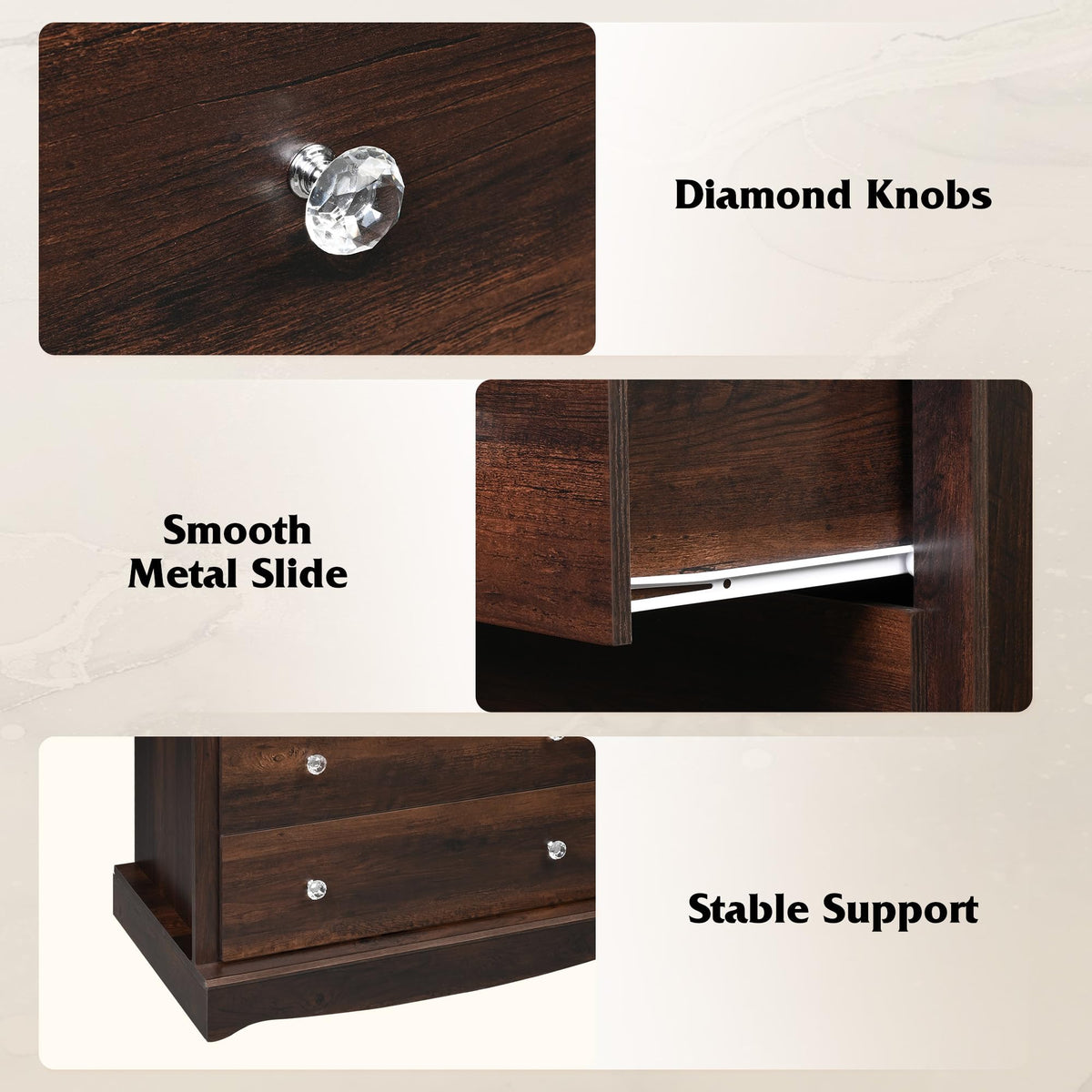 5 Drawer Rustic Brown Dresser V1760