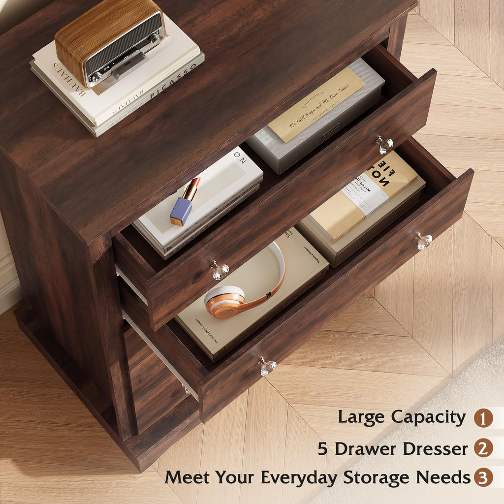5 Drawer Rustic Brown Dresser V1760